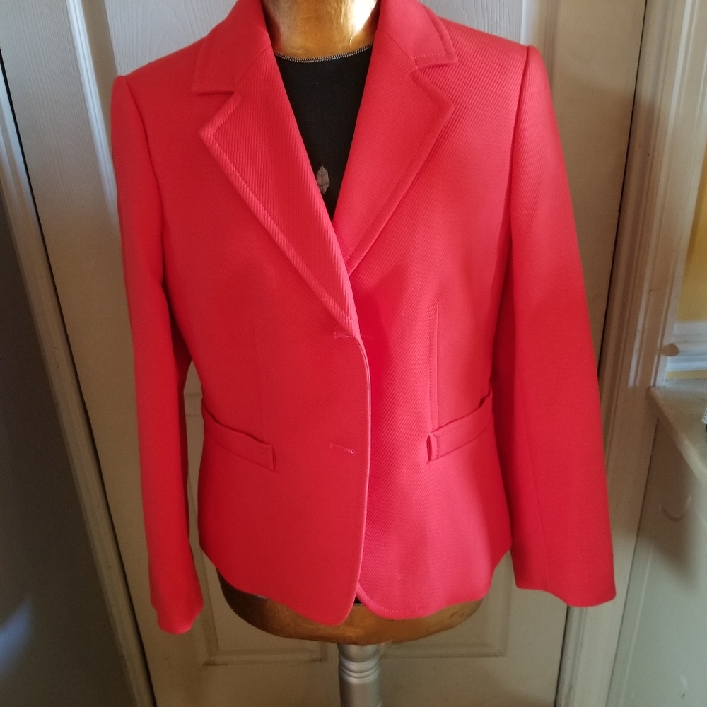 Talbots New With Tags Classic Red Blazer Jacket Wool-blend Two Buttons